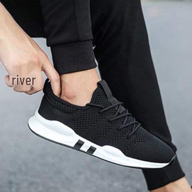 Men's True Flyknit Shoes: Breathable, Wear-Resistant Sports & Casual Korean Style Running & Dad Shoes for Summer & Autumn.