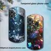 Gradientowy motyl na Apple iPhone 16 11 13 15 14 Pro Max 12 Mini 7 8 Plus XR X XS Etui na telefon z hartowanego szkła o eliptycznym kształcie