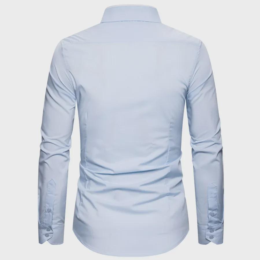 Jarní 2020 Pánská evropská a americká móda s dvouvrstvým límcem Business Casual Slim Fit košile s dlouhým rukávem – vícebarevná, k dispozici velké velikosti