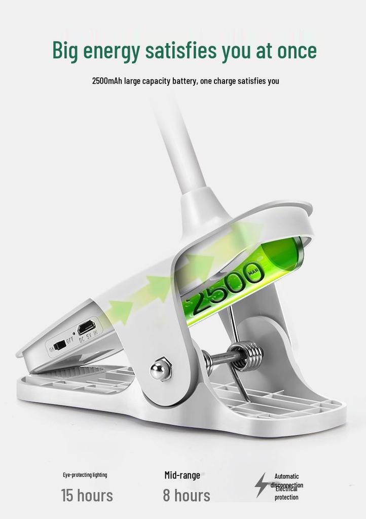 Kuailingtong LED Clip Desk Lamp - New Chinese Style, USB Charging, Dual-use, Eye Protection for Children's Room.