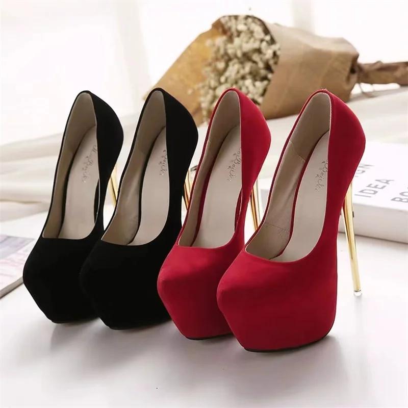 Spring And Autumn New European And American Fashion Super High Heel Single Shoes Platform Shallow Mouth Slim With Women'S Shoes