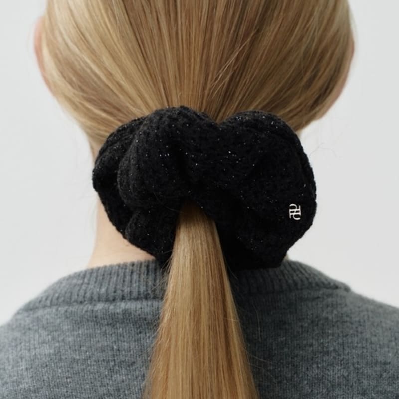 DEPOUND Glitter Tweed Scrunchie - Black
