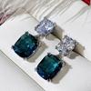 BELLA BOX Blue Cubic Zirconia Dangle Earrings Brilliant Women's Accessories Silver Color Luxury Fashion Wedding Party Jewelry