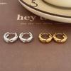 925 Sterling Silver Women's Retro Ins Style Earrings High-End Gold Plated Metal Hoop