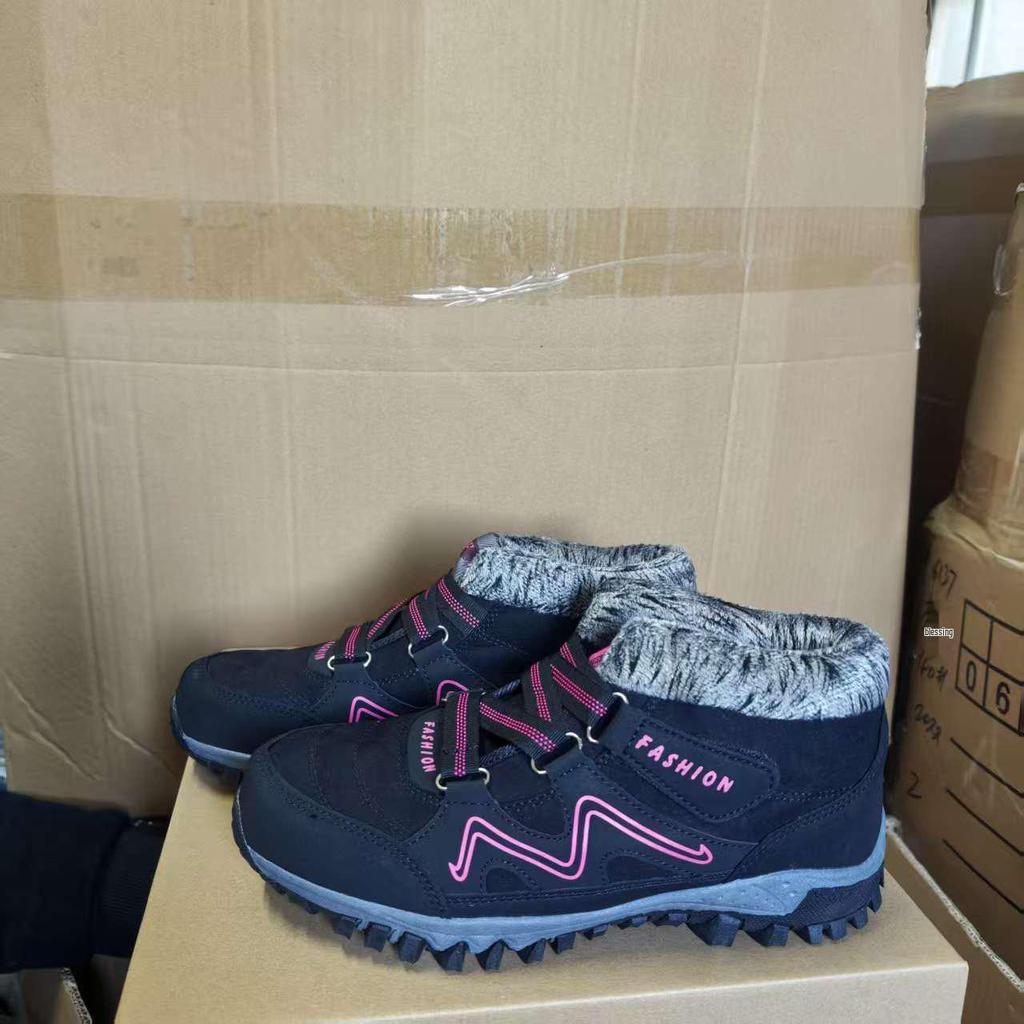 Women's Winter Snow Boots Velcro, Thick Sole, Warm Cotton, Plus Velvet