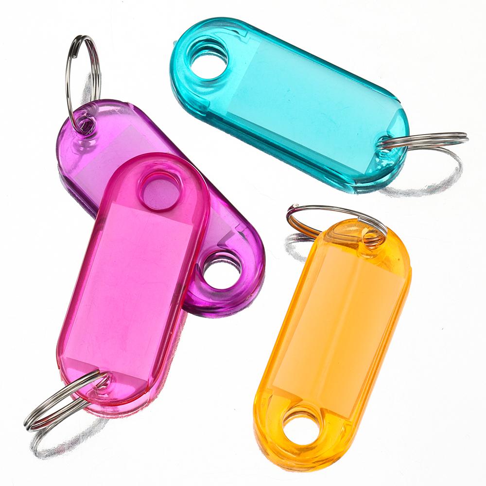 10pcs Coloful Key Tags Plastic Split Key Ring Paper Labels Clear Windows Flexible Key Organizer DIY Item Identifiers Luggage Tag