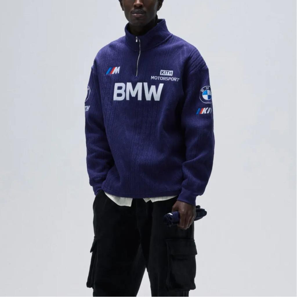 Kith X BMW Collaboration FW24 Logo Letter Stand Collar Long Sleeve Sweatshirt Men Sweatshirt Purple KHM032904-599