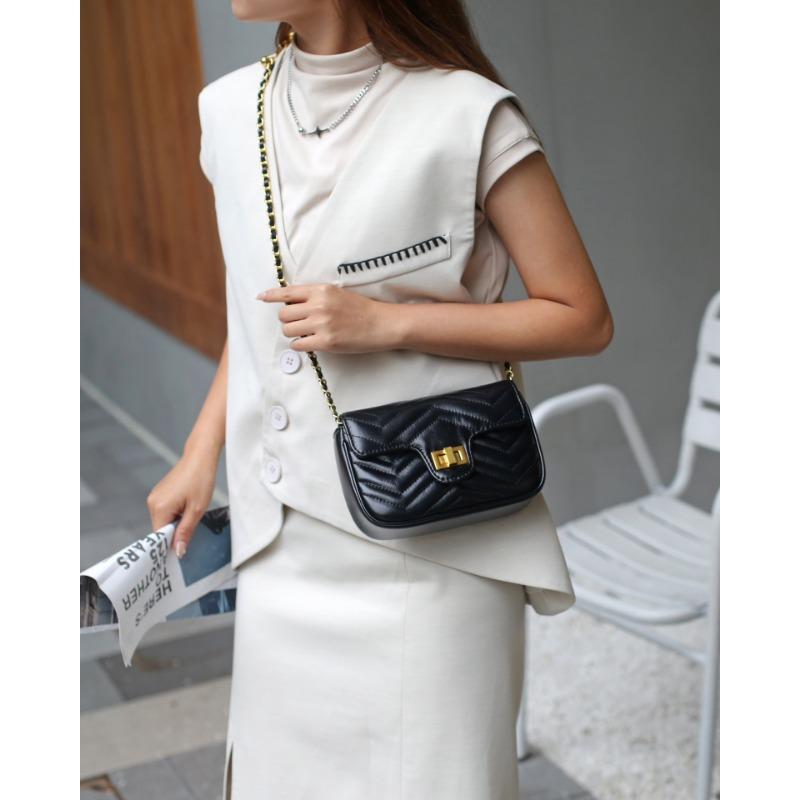 

Цепочная сумка кроссбоди Новая модная на одно плечо Подмышечная маленькая квадратная сумка Натуральная кожа Женская сумка Нишевая