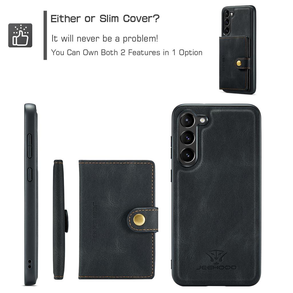 For Samsung Galaxy S23+ Case Leather Phone Back Cover Magnetic 2 in 1 Detachable