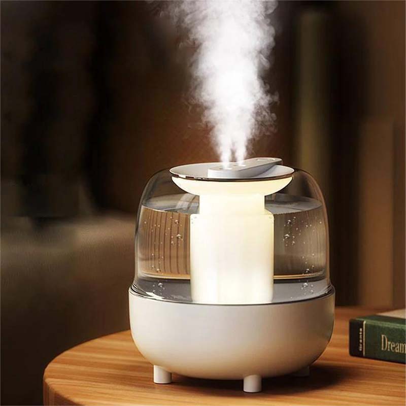 New 4L Double Spray Humidifier Home Mute Transparent Spray Fog With Night Light Usb Large Capacity Humidifier For Bedroom Office