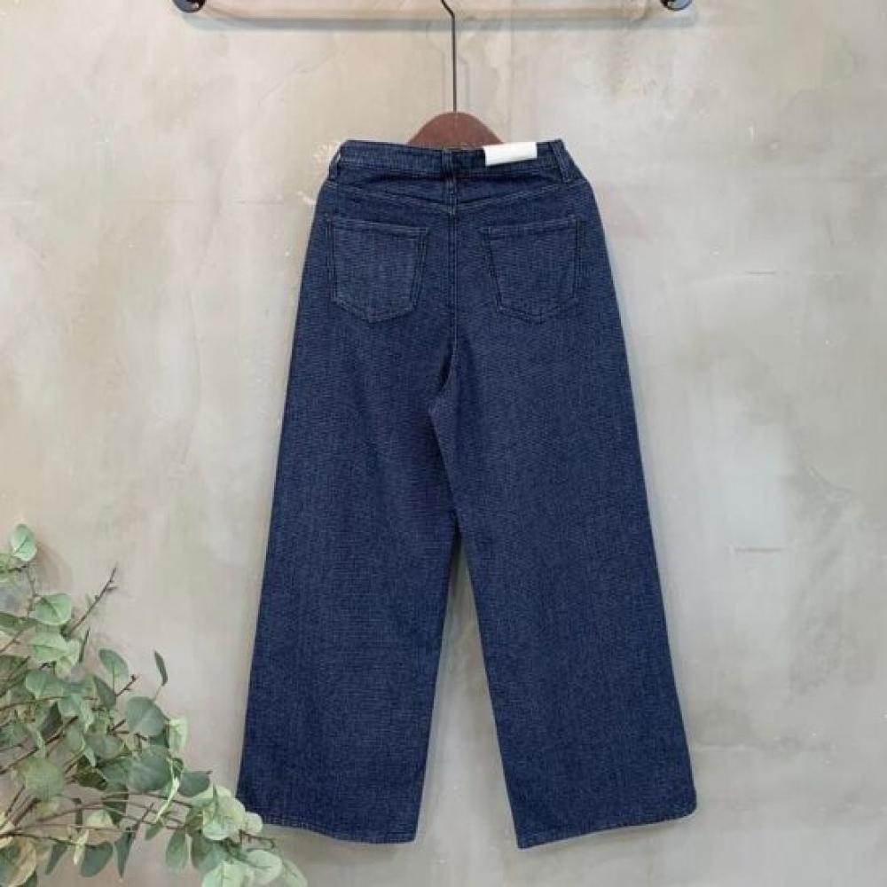 C S In The Room Ykk Zipper Tweed Straight Wide Denim pantS One Color