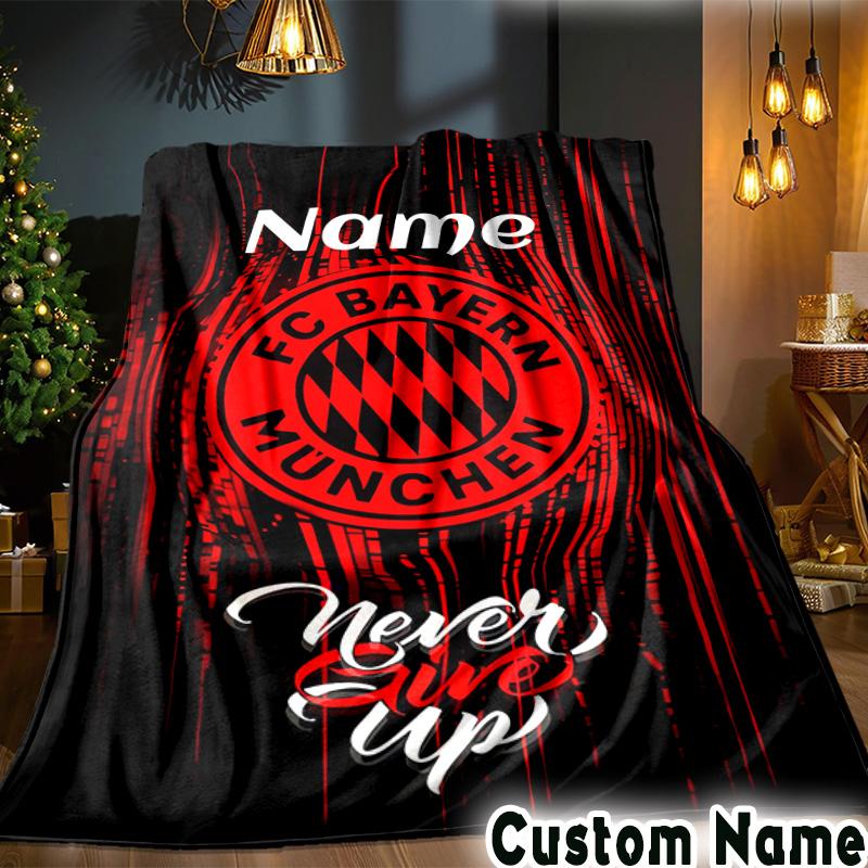 Custom Name Bayern Munich Crest Throws Blanket Flannel Blankets for Couch Bed Gifts for Men Women Picnic Blanket Christmas Fan Gifts