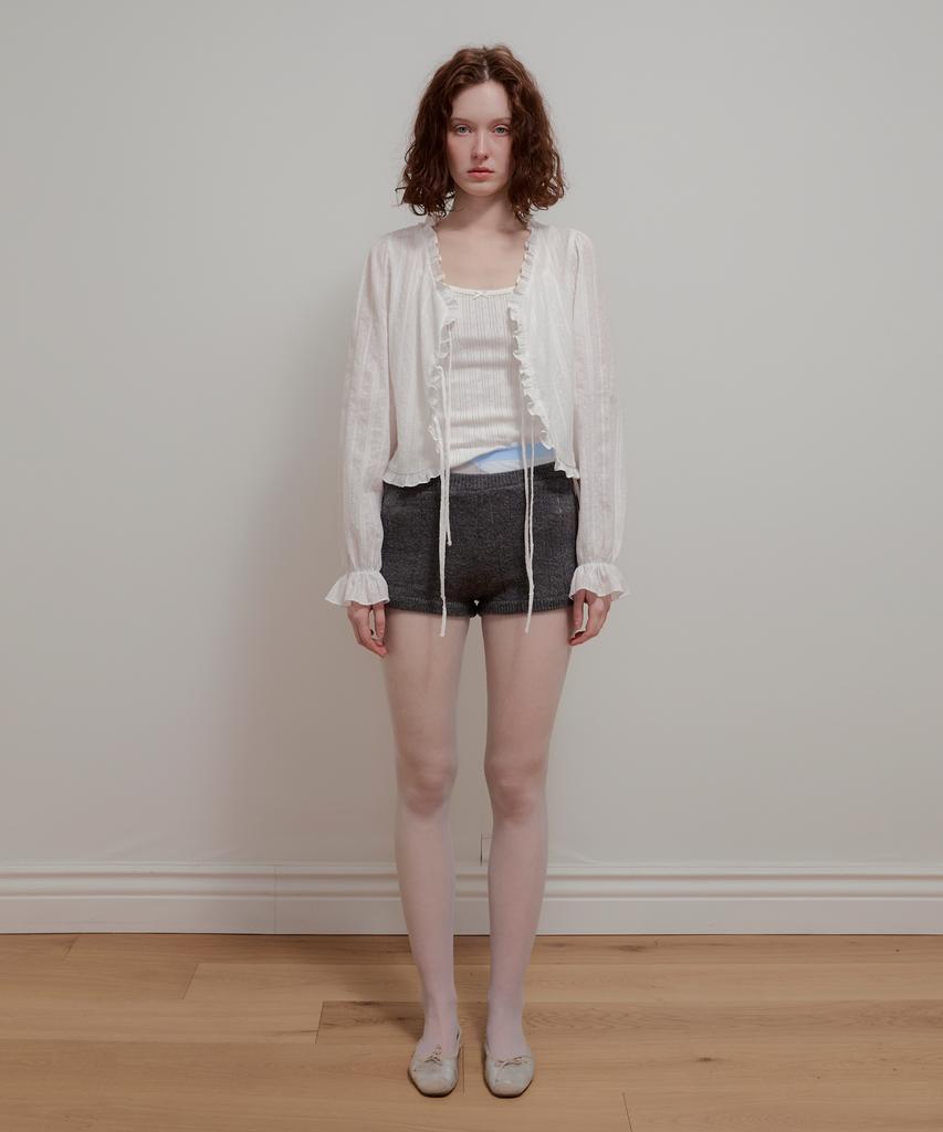 Aobteu Ribbed Knit Shorts - Charcoal