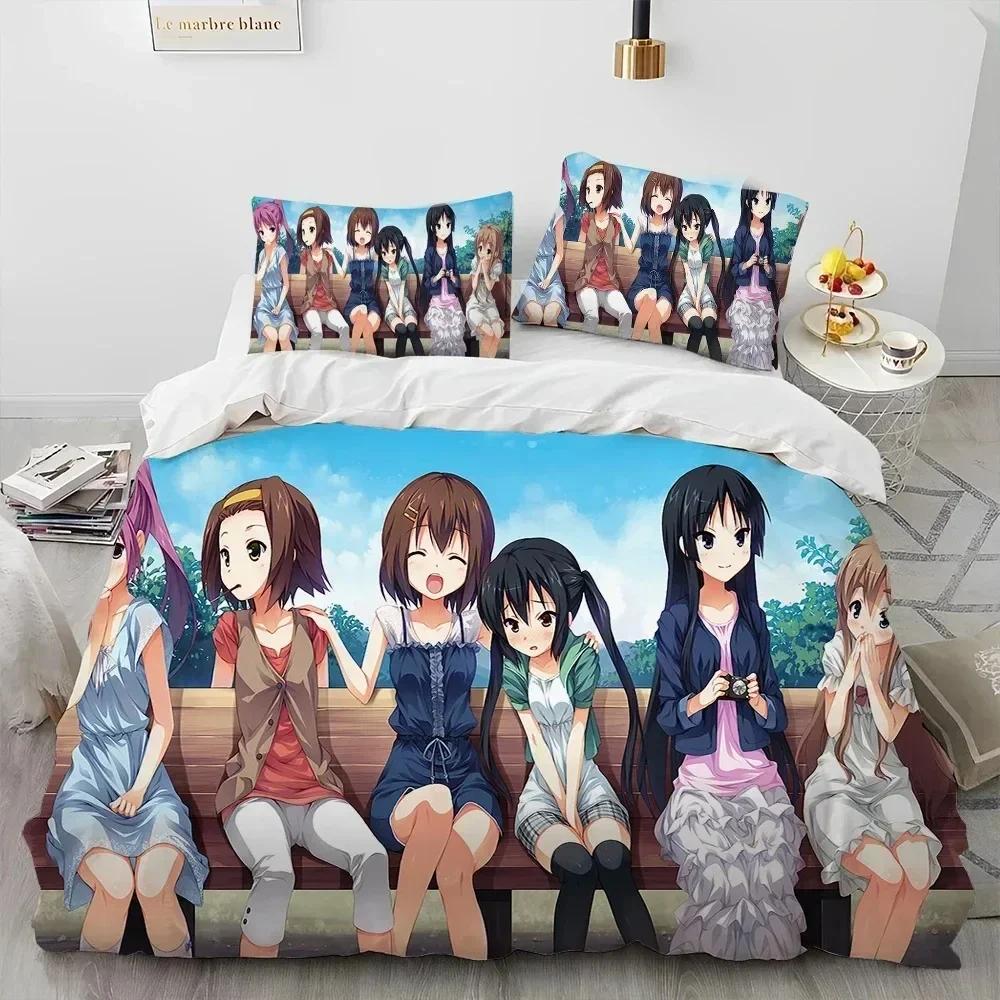 3D K-ON Cartoon Cute Lolita Kawaii Girls Bedding Set Printed With Pillowcase Duvet Cover Soft Queen King Size Bedclothes Home