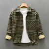 Men's Autumn Houndstooth Retro Casual Long Sleeve Shirt Z258