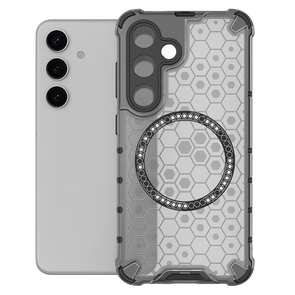 For Samsung Galaxy S25 Case Compatible with MagSafe Honeycomb Design TPU+PC Phone Cover