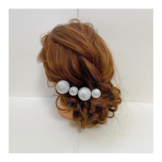 Silver Ball Kanzashi Hair Accessory for Japanese Traditional Attire - Wedding, Graduation, Coming of Age Ceremony, Furisode, Hakama, Kimono,