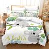 White Cartoon Cute Koala Pattern Bedding Set Aniaml Duvet Cover with Pillowcase 3PCS Bed Set Children Soft Comfortable Gifts