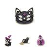Stylish Alloy Animal Brooch Featuring A Magical Black Cat And Purple Hat Design