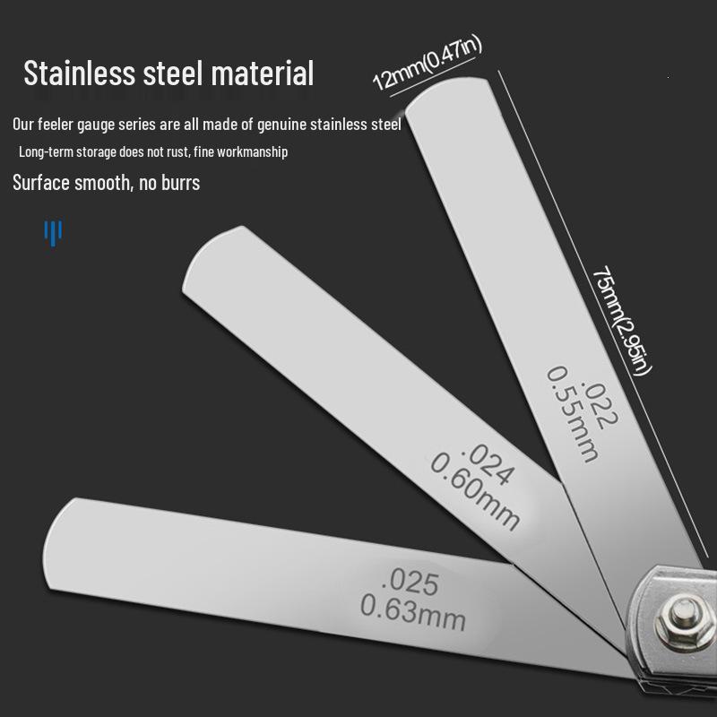 32-Piece Stainless Steel Feeler Gauge Set: 0.02-1.0mm High Precision Thickness Blades
