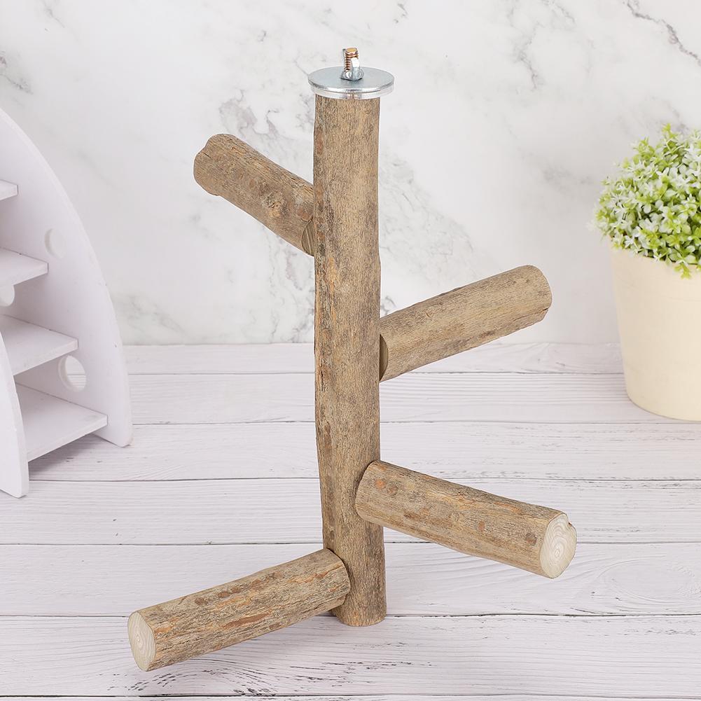 Wood Pet Parrot Perch Activity Standing Branches Toy Biting Playing Supply