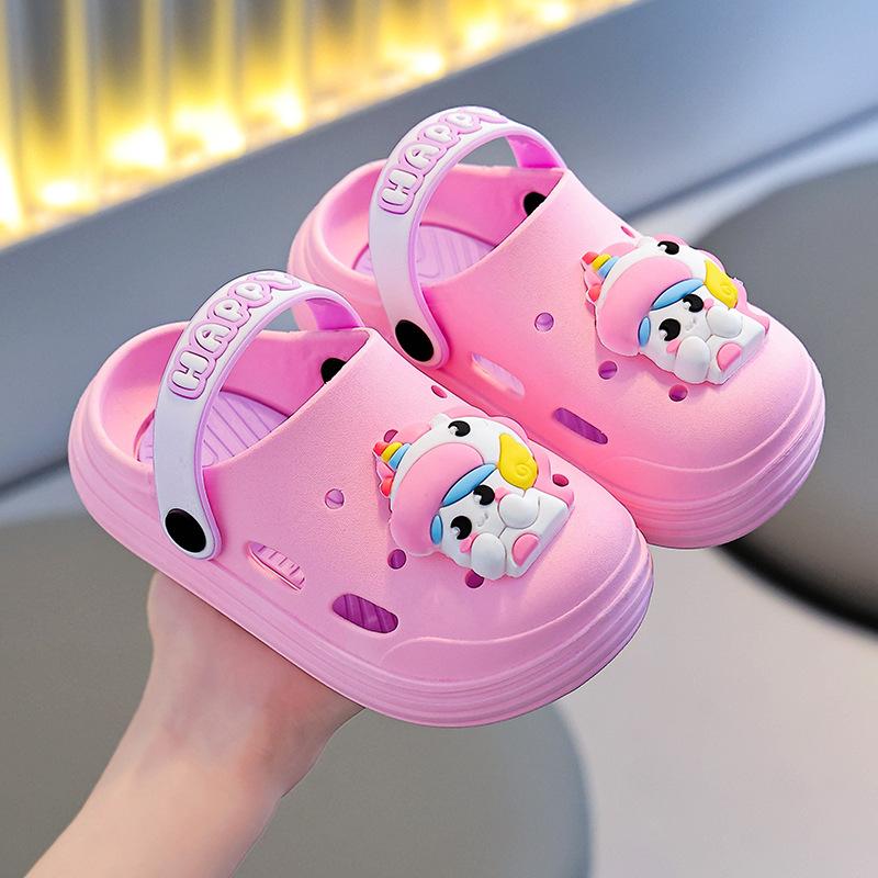 

2026Children s clogs with closed toe for boys and girls3Years Old8Cute cartoon non-slip sandals for girls and babies 24-25Inner Length15.5cm a розовый