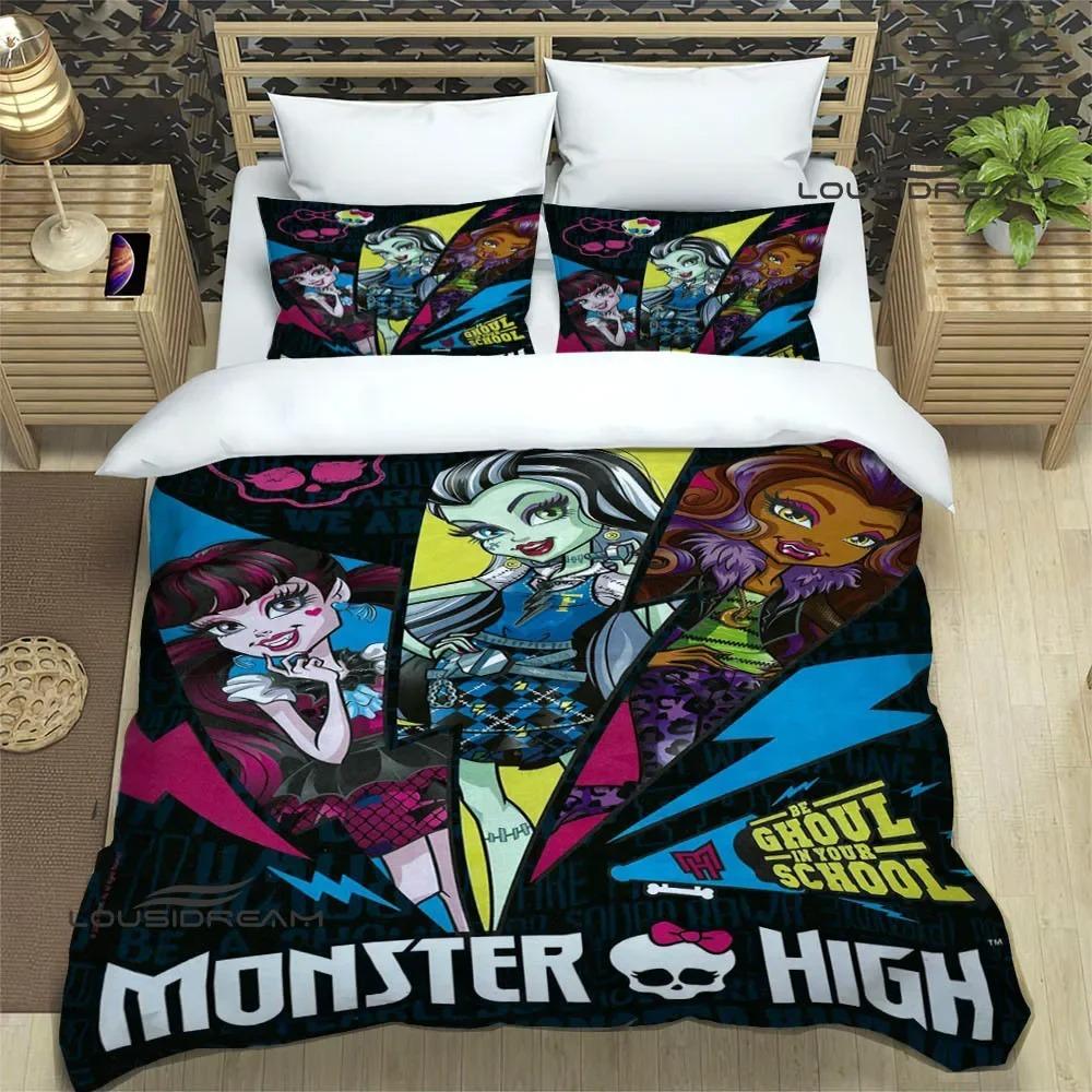 

Набори постільної білизни з принтом Monster High із мультфільмами. Вишукані набори речей. Підодіяльник. Підодіяльник. Комплект постільної білизни. Розкішний подарунок на день народження. AU Single 140x210cm