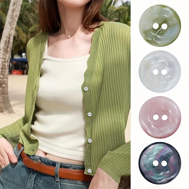 10 STÜCKE Schimmernde Kinderstrickbluse mit muschelartigen Knöpfen Rund Floral 11,5MM/15MM