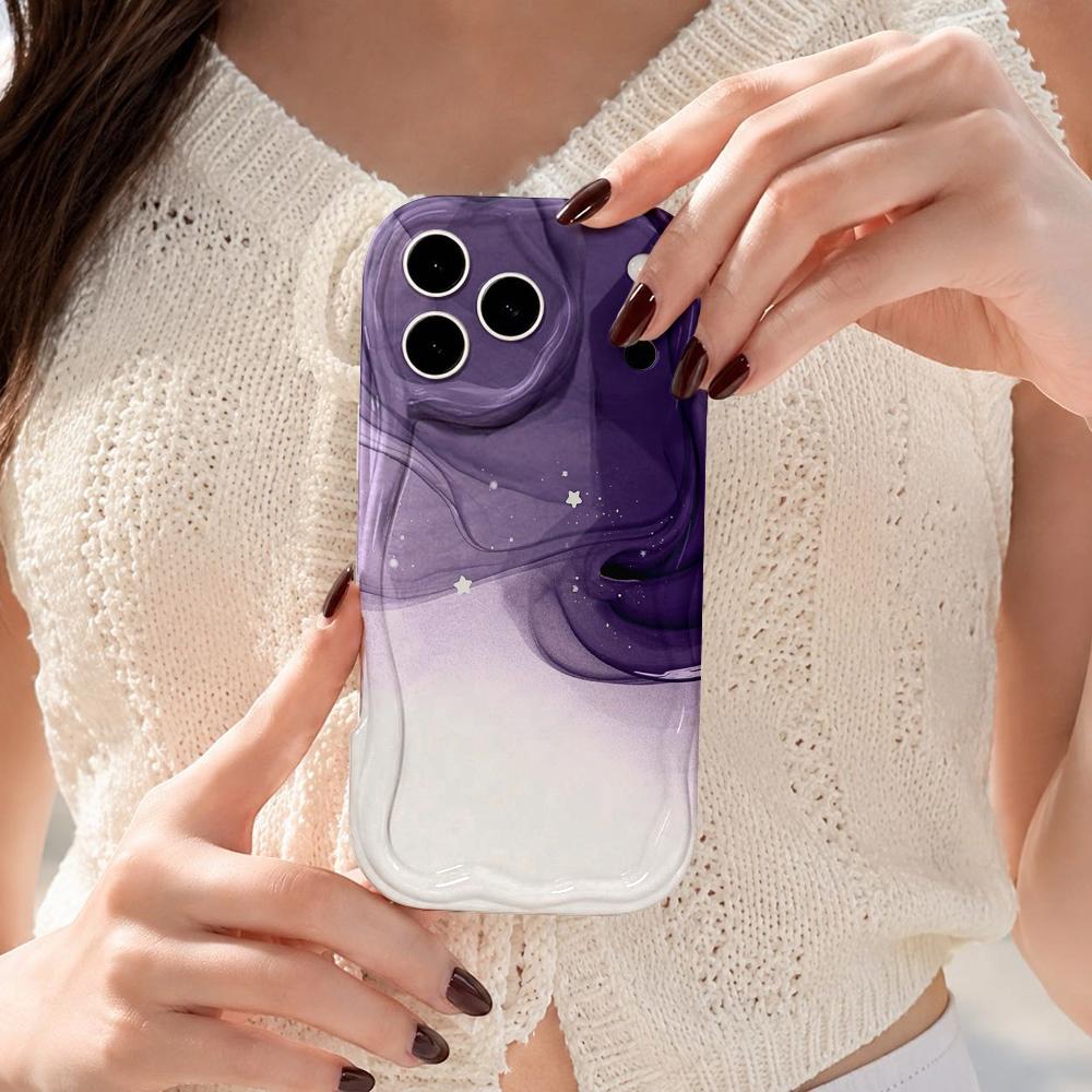 Ink Wash Nebula Star Gradient Wavy Edge Phone Case for iPhone 17 16 15 14 13 12 11 8 7 Plus Pro Max Galaxy Space