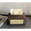 Rattan Woven Tissue Box Vintage Wooden Paper Storage Box High Value Home Decor Napkin Holder for Living Room