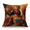 Beautiful African Girl Traditional Africa Costume Fashion Art Lady Oil Painting Ethnic Style Sofa Pillow Case Cushion Cover
