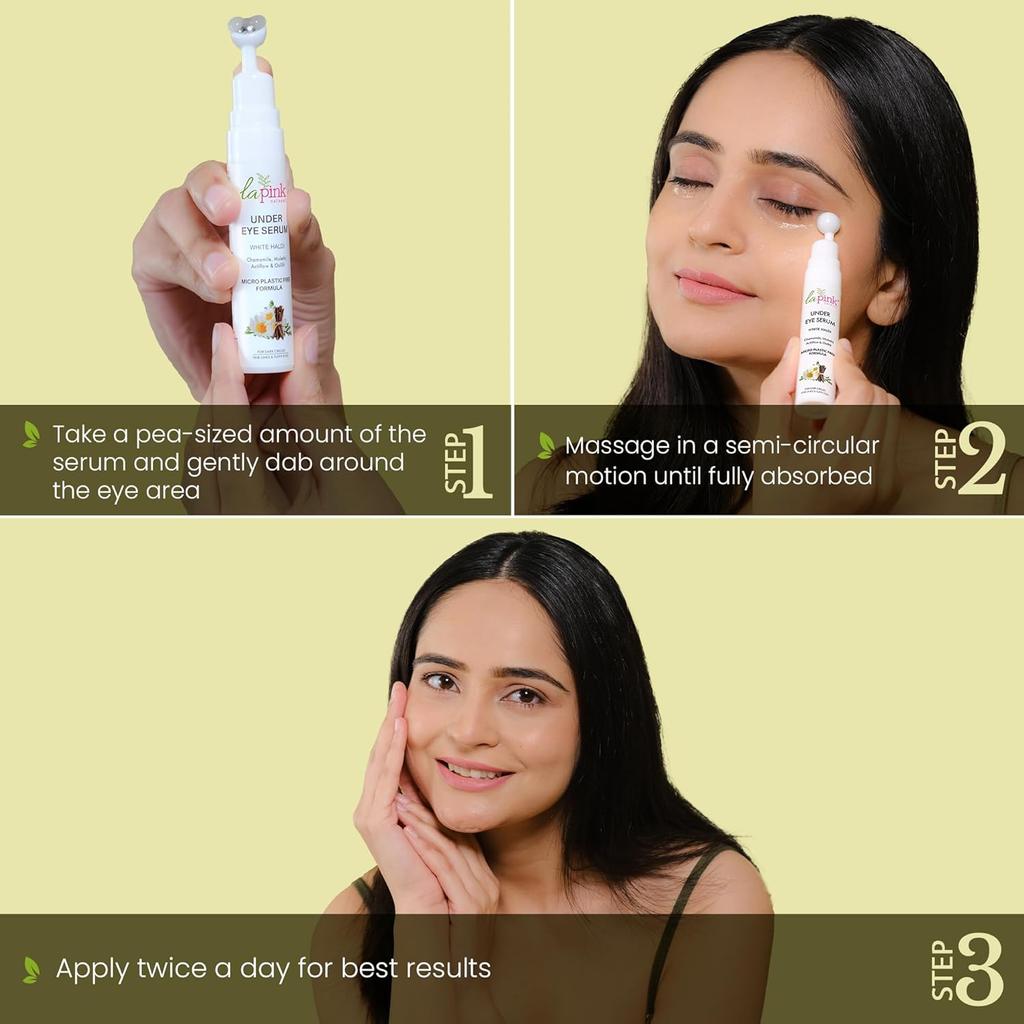 La Pink Young Forever Under Eye Serum with White Haldi For Men and Women, Licorice & Vit B3 (Niacinamide) | Lightens Dark Circles,Puffy Eyes | 15ml