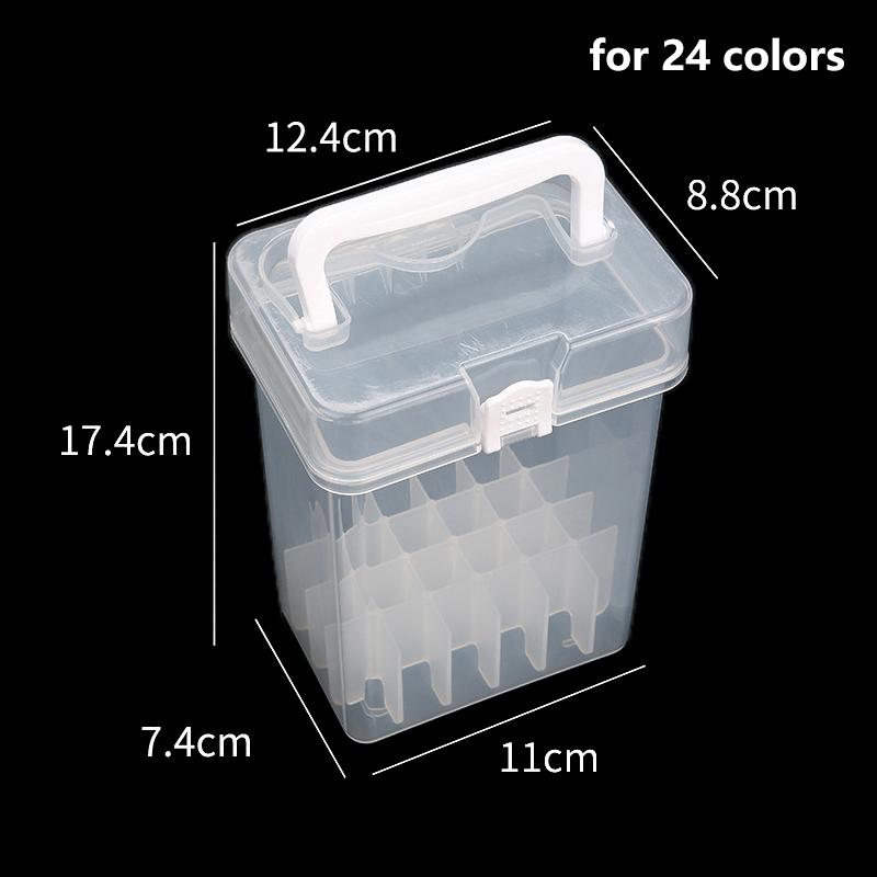 

12/24/36/48/60/80 Ячеек Коробка для хранения маркеров Портативный пенал для акварельных карандашей для рисования Для живописи Пластиковая коробка-органайзер для канцелярских товаров 24 colors