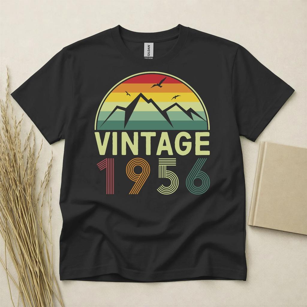 70th Birthday T-shirt Born In 1956 70 Years Old Gifts Retro Vintage Mountains