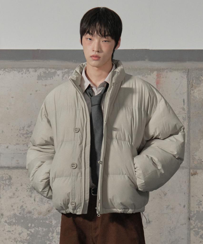 SECONDMONO Double Adjust Button Short Padded Jumper [Beige]_Sejp005Beige