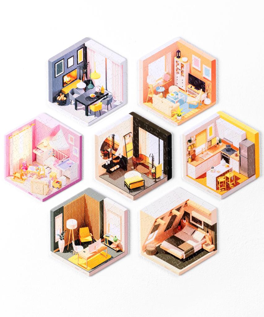 Pinto 56-Piece Tile Puzzle, Cozy Nook (13x15cm), Plastic, Gift, Decor [HX1164]