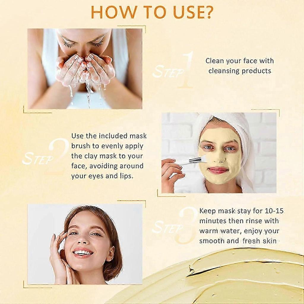 Turmeric Vitamin C Clay Mask,Deep Cleansing Face Mask,Improve Blackheads, Acne, Dark Spots, Even Skin Tone Face Mask