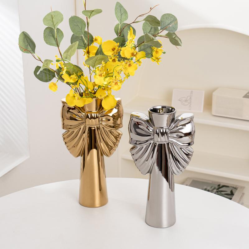 28cm Modern-Minimalistische Schleife Keramikvase, Perfekte Büro Wohnzimmer Dekoration, Ideal Hydrokulturpflanzen & Heimdekor