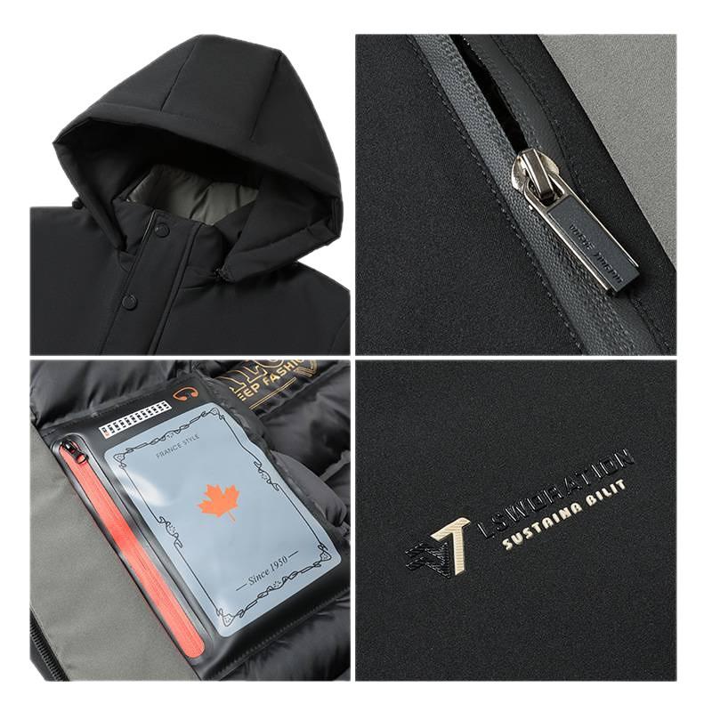 Woodpecker Men's Warm Hooded Cotton Jacket - Winter 2025 Fleece-Lined Thick Coat