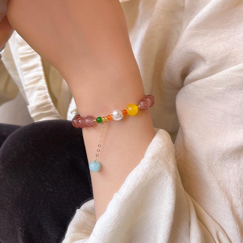 

Елегантний жіночий браслет з перлами, обсидіаном і кришталем - стародавній китайський стиль