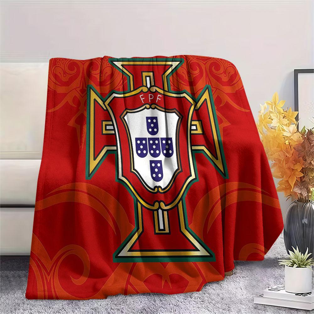 1PC Portugal National Football Team Patterned Flannel Blanket Suitable For All Seasons for Home Decor Warmth and Comfort Gifts Holiday Present