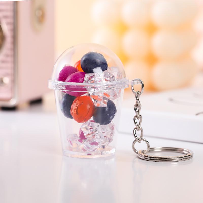 Influencer Shaker Cup Keychain: Toy Food Pendant for Students & Couples