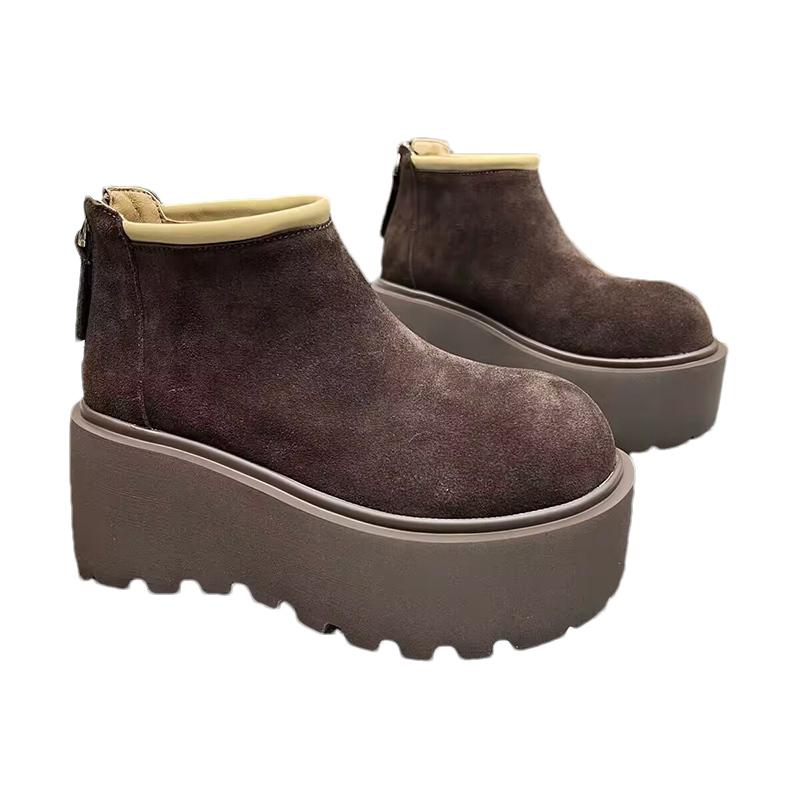 Platform Women Snow Ankle Boots Suede Designer High Heels Winter Shoes 2025 Trend Short Plush Warm Fashion New Botas De Mujer