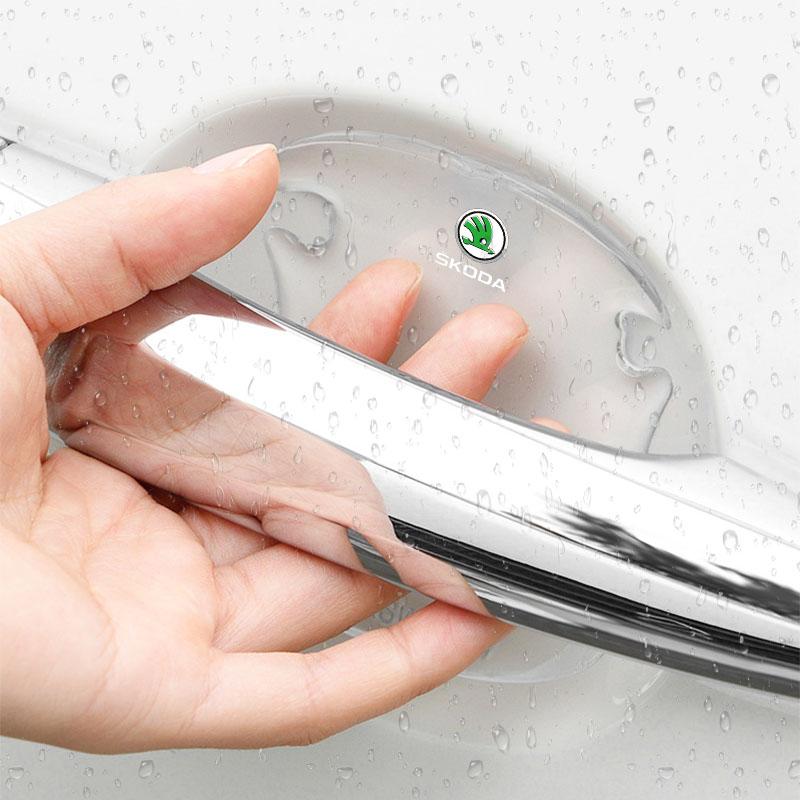 Car Body Anti-Collision Protection Strip Auto Door Handle Bowl Anti-Scratch Sticker for Skoda Octavia Fabia A7 Kamiq Kapoq Kodiaq Rapid SCALA Superb