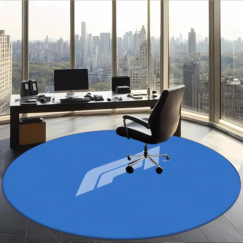 Formula 1 (14) Round Office Rug Decorative Floor Rug for Office Bedroom Living Room and Home Space