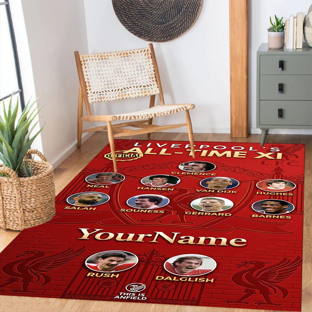 Liverpool Anpassbarer Name Bodenmatte Büro Teppich Design zum Dekorieren Zimmer Foyer Flur Spielzimmer Rutschfester Teppich Büro Heimdekor