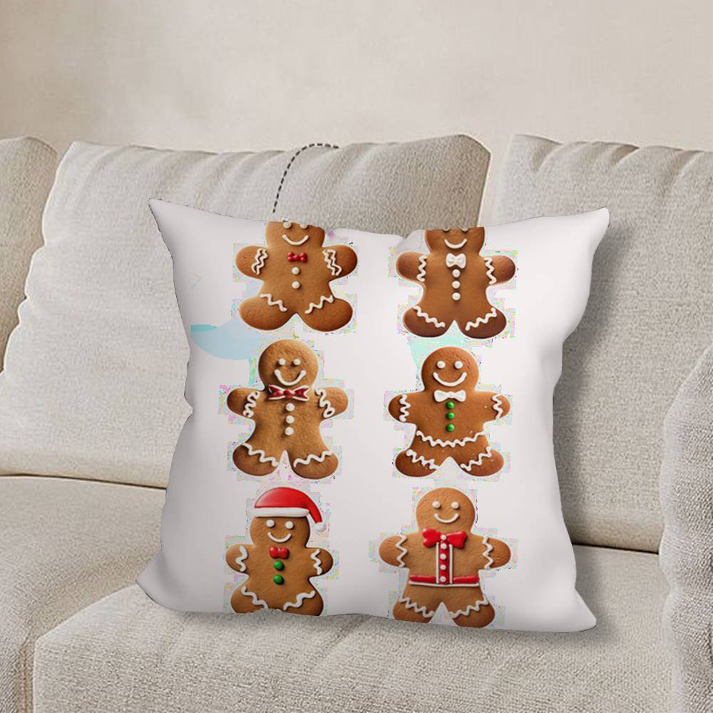 Christmas G-gingerbread Art Pillow Case Sofa Living Room Bedroom Headboard Backrest Cushion Square Cushion Nap Time