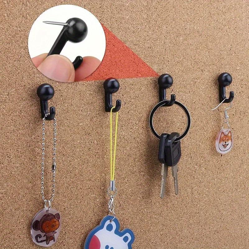 50Pcs Plastic Metal Crochet Black White Cork Thumbtack Hooks Decorative Thumb Tacks Hook Back Push Pins Hook for Cork Board