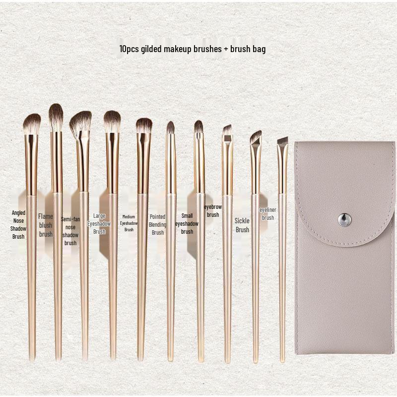 15-Piece Golden Eyeshadow Brush Set - Soft Hair Detail Brushes for Nose Shadow and Blending.