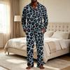 Pigiama Casual da Uomo a 2 Pezzi con Stampa Leopardo, Top con Bottoni e Vestibilità Larga, Pantaloni a Gamba Dritta